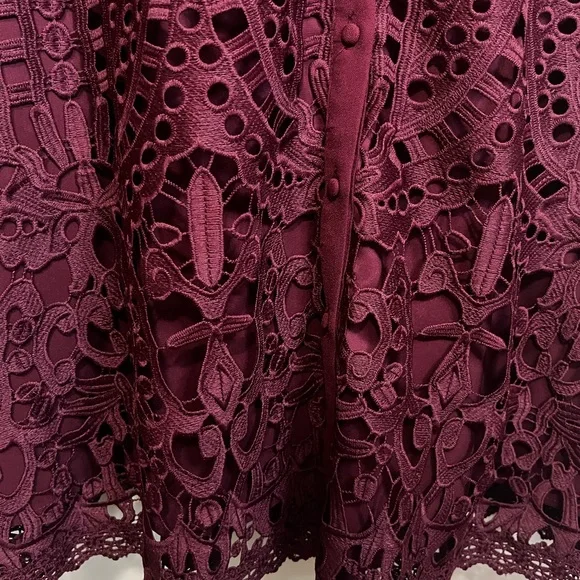 ANTONIO MELANI Burgundy Lace Midi Dress - Picture 6 of 13